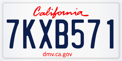 CA license plate 7KXB571