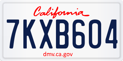 CA license plate 7KXB604