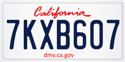 CA license plate 7KXB607