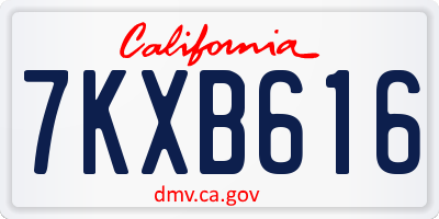 CA license plate 7KXB616