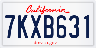 CA license plate 7KXB631