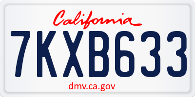 CA license plate 7KXB633