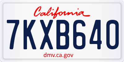 CA license plate 7KXB640