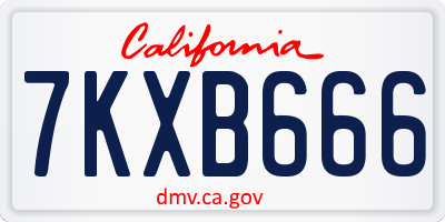 CA license plate 7KXB666