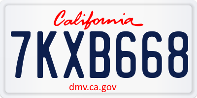 CA license plate 7KXB668