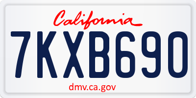 CA license plate 7KXB690