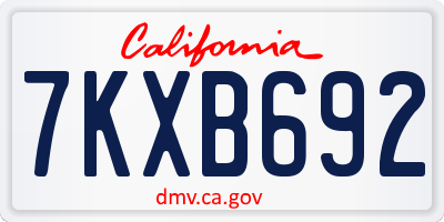 CA license plate 7KXB692