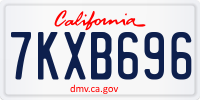 CA license plate 7KXB696
