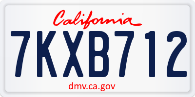 CA license plate 7KXB712