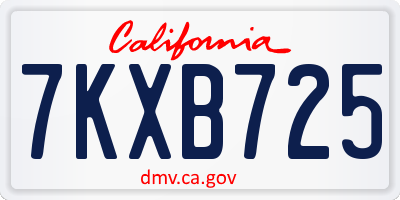 CA license plate 7KXB725