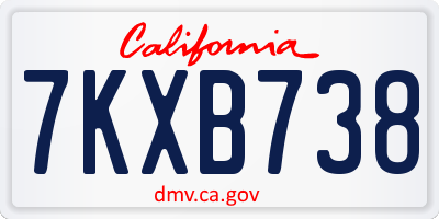 CA license plate 7KXB738
