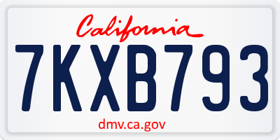 CA license plate 7KXB793