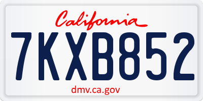CA license plate 7KXB852