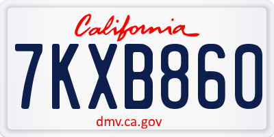 CA license plate 7KXB860