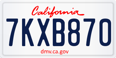 CA license plate 7KXB870