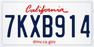 CA license plate 7KXB914