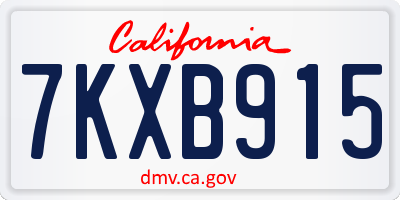 CA license plate 7KXB915