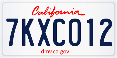 CA license plate 7KXC012