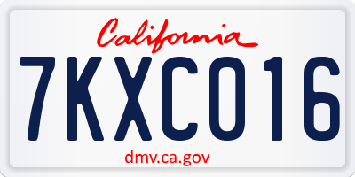 CA license plate 7KXC016