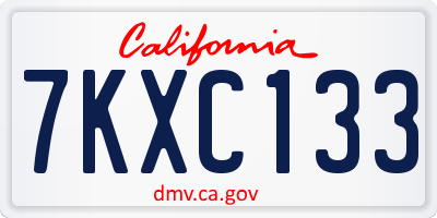 CA license plate 7KXC133