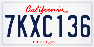 CA license plate 7KXC136