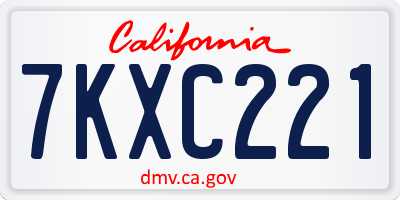 CA license plate 7KXC221