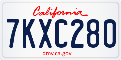 CA license plate 7KXC280