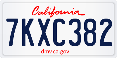CA license plate 7KXC382
