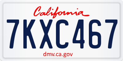 CA license plate 7KXC467