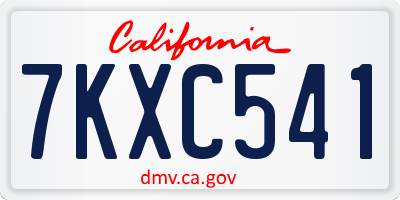 CA license plate 7KXC541