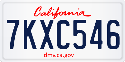 CA license plate 7KXC546