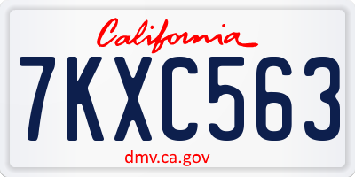 CA license plate 7KXC563