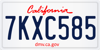 CA license plate 7KXC585