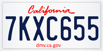 CA license plate 7KXC655