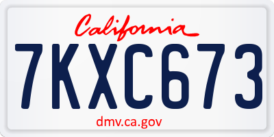 CA license plate 7KXC673
