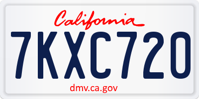CA license plate 7KXC720