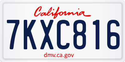 CA license plate 7KXC816