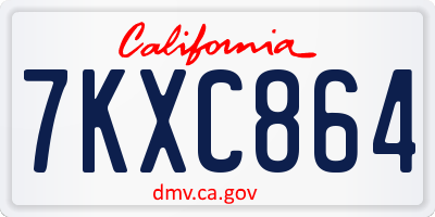 CA license plate 7KXC864