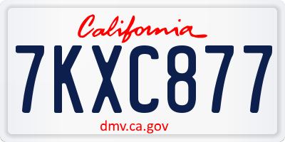 CA license plate 7KXC877