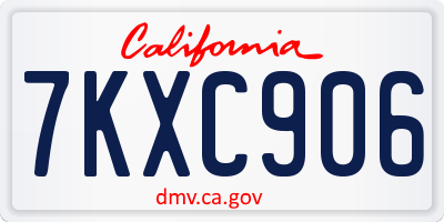 CA license plate 7KXC906