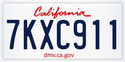 CA license plate 7KXC911