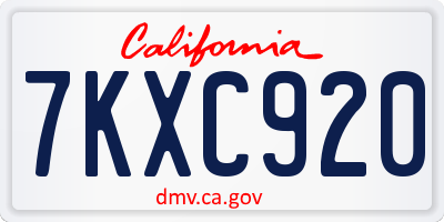 CA license plate 7KXC920