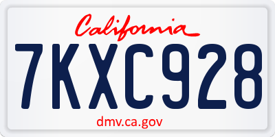 CA license plate 7KXC928
