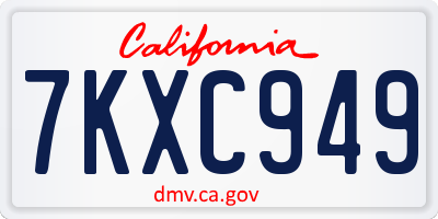 CA license plate 7KXC949