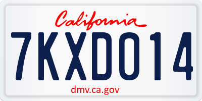 CA license plate 7KXD014