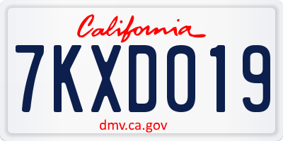 CA license plate 7KXD019