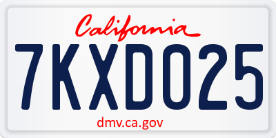 CA license plate 7KXD025