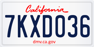 CA license plate 7KXD036