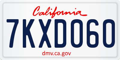 CA license plate 7KXD060