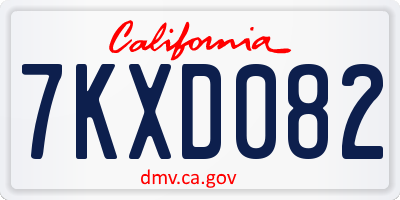 CA license plate 7KXD082